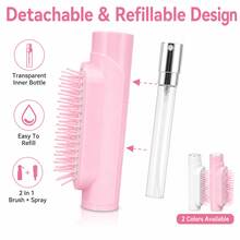 2-In-1 Refillable Spray Hairbrush, Softening Hair Styling And Scalp Massage Comb With Soft Round-Tip Nylon Bristles, Portable Dry And Wet Use Styling Tool, Suitable For Travel And Daily Use - Multiple Styles - View 9