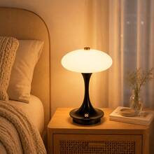Wireless Induction Mushroom Lamp - USB Rechargeable, Touch Switch, 3 Colors/Brightness Adjustable, Adds Atmosphere, Bedside Night Light, Modern Home Decor, Suitable For Living Room, Bedroom, Vanity, Office, Patio, Perfect Gift - Desk Lamp - View 1