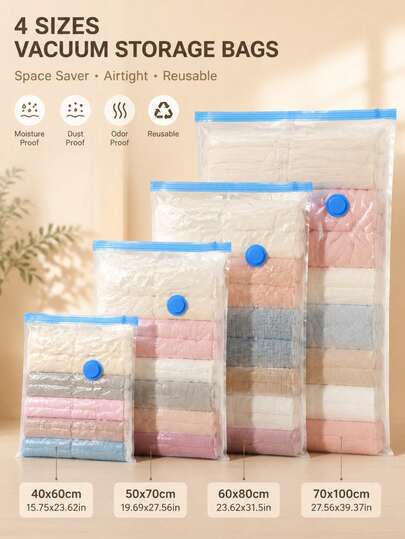 6/3/1pc Portable Travel Storage Bag Large Capacity Compression Bag Reusable Vacuum Bag Foldable Organizer Bag Luggage Bag Dust-Proof Packaging Cube Moisture-Proof Bag Anti-Moth Space-Saving Suitable For Clothes Quilt Wardrobe Back To School Season