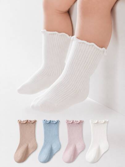 4 Pairs Baby Socks Spring/Autumn Pure Cotton Children's Short Socks