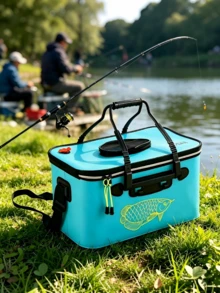 EVA Thickened Live‑Fish Bucket, Waterproof And Wear‑Resistant, With A Fish‑Throwing Opening, Hand‑Held Or Cross‑Body Wearable, Large‑Capacity, Portable For Holding Fish During Outdoor Fishing. - Random Color - View 1