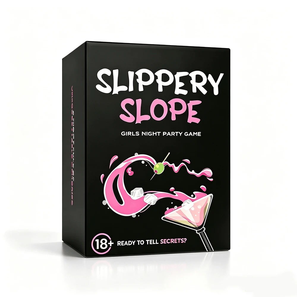 لعبة بطاقات حفلات SLIPPERRY SLOPE للنساء، تتميز بتحديات ممتعة ومطالبات مضحكة، مثالية لحفلة العزوبية وليلة الفتيات وحفلة البيجاما وليلة السيدات، ترفيه جماعي رائع، هدية لها - الأسود - مشاهدة 1