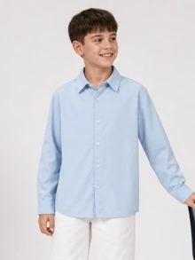 Balabala 2026 Infant Boys' Long Sleeve Casual Shirt, Spring Top - Blue Tint - View 1