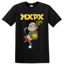 Camiseta con Gráficos de Personajes de Dibujos Animados de la Banda de Punk Rock MXPX, Camiseta para Fanáticos de la Música, Regalo para Conciertos - Negro - Ver 1