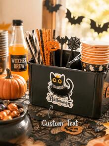 Custom Halloween Stickers Personalized Black Cat Party Favor Labels Spooky Cute Kitten Decals For Cups Treat Boxes Candy Jars Envelope Seals Decor - Multicolor 2 - View 1