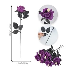 10Pcs Scary Eyeball Dark Red Fake Rose Branches Halloween Vase Bouquet Accessories - Multicolor - View 64