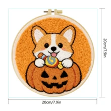 2D Beginner Punch Needle Embroidery Kit With Frame, Halloween Theme ,20*20cm/7.9*7.9in Pre-Printed Pattern DIY Punch Needle Set, Complete Yarn & Punch Tool Kit, Handmade Wall Decor For Living Room Bedroom, Ideal Birthday Gift - Halloween - View 3