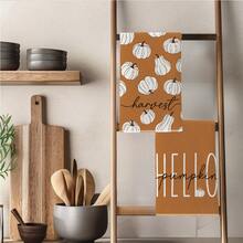 2件裝秋季復古橘色與白色條紋南瓜 Hello Pumpkin 文字廚房抹布，40*60cm 柔軟微纖維材質茶巾，適用於居家廚房、餐廳、戶外露營、桌面清潔、洗碗布、手巾配件，節日禮物 - 彩色 - 查看 8