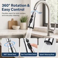 OCTAVO (1 Piece) High-Quality Three-Way Adjustable Splash-Proof Kitchen Faucet: Sturdy Structure, Easy To Operate, Perfect For Precise Watering And Cleaning! Home Bathroom Decoration, Autumn Decoration, Back-To-School Season - Silver - View 3
