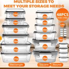 GHQ 48-Piece Set (24 Boxes + 24 Lids) With Lid-Sealed Food Storage Containers - Kitchen Storage Boxes, Transparent Meal Preparation Containers, Suitable For Leftovers, Refrigerators, And Food Cabinets - Black - View 5