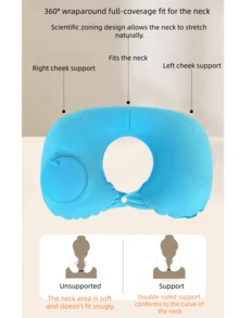 Portable Inflatable Neck Pillow For Travel, Folding Travel Necessities, Providing Neck Support, Suitable For Sedentary People, Camping, Traveling Tents, Outdoor Business Trips, Office Naps, Airplanes, Train Carriages, Learning And Driving. - Multicolor - View 4