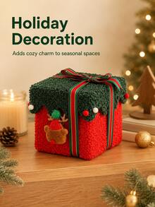 Cute Christmas Snowflake Plush Gift Box, Reusable Reindeer Decor Christmas Eve Apple Holder, Soft Holiday Storage Box, Suitable For Holiday Gifts, Friends And Children Gifts - Multicolor - View 6