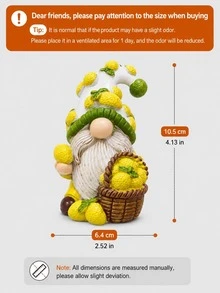 1pc Lemon Gnome Figurine, Cute Farmhouse Style Kitchen Decor, Spring Summer Lemon Mini Ornament, Suitable For Tiered Tray, Countertop, Coffee Bar, Shelf And Desk, Sweet Gift For Women, Mom, Friends And Gnome Lovers - Lemon - View 13