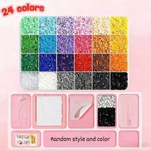 24 Colors Perler Beads Set (2.6mm), Includes Pegboard, Tweezers, Storage Box, Tray, 3D Pixel Art Handmade Beads, Suitable For DIY Jewelry, Pixel Art, Handmade Decoration And Creative Projects - Multicolor - View 10