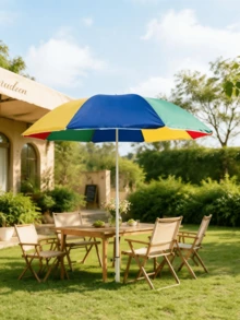 Colorful Spliced Outdoor Sun Umbrella, Multiple Sizes Available, Sun‑Proof And Rain‑Proof, Sturdy Umbrella Pole, Suitable For Multiple Scenarios Such As Beaches, Courtyards And Street Vending - A - View 1