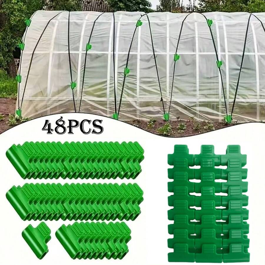48 Greenhouse Film Clips, Greenhouse Frame Clips, Fixed Greenhouse Pipe Clips, Sunshade Film Arrangement, Tunnel Ring Windproof Set, Used For Replacing Greenhouse Plant Frame Shielding Nets,
