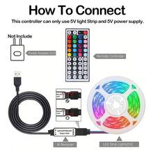 44 Keys RGB LED Strip Lights Color Changing USB Powered LED Light Strip With Remote Control For Bedroom Room Decoration Halloween Party Decor - 44k-3535 RGB Strip - View 5
