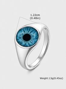 1pc Punk Style Eye Eyeball Element Stainless Steel Black Silver Cast Ring For Men, Jewelry Accessory, Halloween, Vintage - RC776-02 - View 7