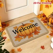 1/2pcs Autumn Door Mat, Flannel Door Mat With Pumpkin And Maple Leaf Pattern, Welcome Doormat, Non-Slip, Absorbent, Machine Washable, Multi-Functional For Entrance, Living Room, Kitchen, Bathroom, Hallway, Thanksgiving Decor Carpet - Multicolor - View 7