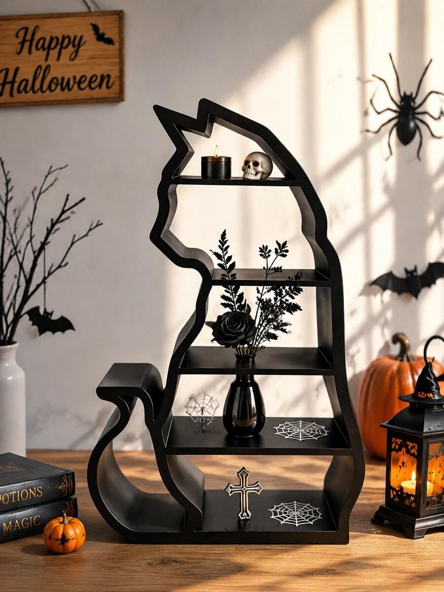 Dark Style Cat Miniature Shelf, Dollhouse Scene Decoration, Tiered Figure Storage Display Stand, Model Photography Prop, Collectible Craft - Multicolor - View 1