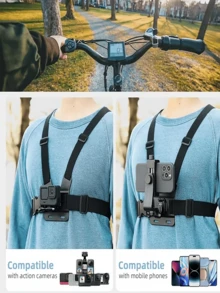 Chest Camera Mount, Action Camera Mount, Phone Mount, First-Person Perspective Shooting, Head-Mounted Phone Strap With Chest Back Strap Mount, Adjustable, Universal Fit For Phones And Cameras, Suitable For Outdoor Cycling And Off-Roading Fixed Mount - Chest Bag Style - View 2