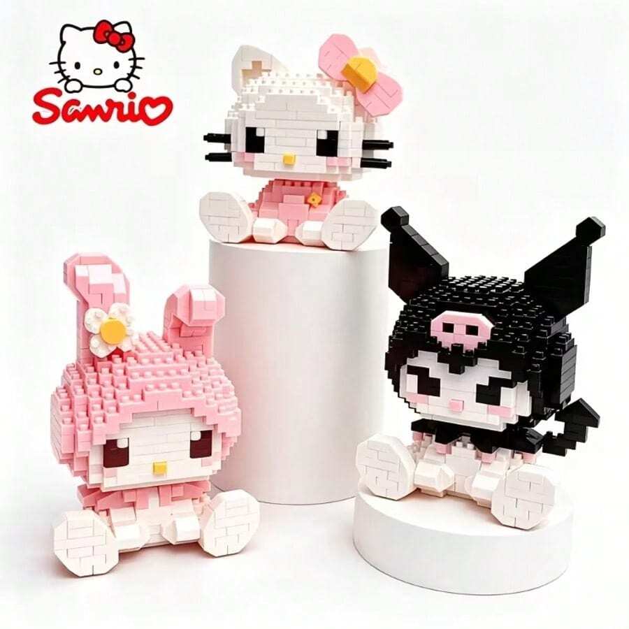 Sanrio Mini Building Block Doll Model Display Series - 1000/400pcs+ Cartoon Character Building Blocks, Collectibles, Perfect Birthday Gift, Indoor Decor, Home Supplies, Cute Style Building Blocks, Anime Character Model Gift, Birthday Gift, Carnival Prize, Back To School Gift, Etc. - Multicolor - View 1