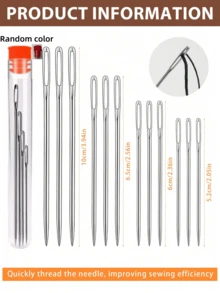 12pcs Sharp Point Hand Sewing Needles, Large Eye Embroidery Needles, Household Sewing Needles, 4 Sizes 65/60/52/100mm 3pcs Each - 12 Pieces - View 2