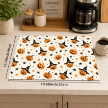 1pc Pumpkin Pattern Printed Diatomaceous Earth Kitchen Drain Mat, Halloween, Can Be Used As Halloween Gift, Halloween Decoration, Absorbent Dish Drying Mat, Coffee Machine Mat, Dishwashing Mat, Sink Mat, Kitchen Countertop Protection Mat, Suitable For Cups, Plates, Tableware And Kitchen Decoration - Multicolor - View 16