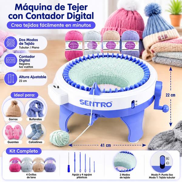 Máquina de tejer de 48 agujas, manual de manivela, kit de tejer DIY, para gorros, bufandas, guantes, calcetines, juguetes divertidos para cumpleaños de niños, regalos de fiesta - color de hilo aleatorio