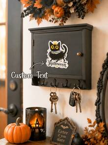 Custom Halloween Stickers Personalized Black Cat Party Favor Labels Spooky Cute Kitten Decals For Cups Treat Boxes Candy Jars Envelope Seals Decor - Multicolor 2 - View 2