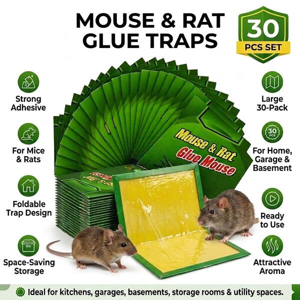 Mouse & Rat Glue Traps, Strong Non-Drying Adhesive Rodent Traps With Attracting Properties, Foldable Ready-To-Use Sticky Boards For Mice & Rats, Indoor Home, Kitchen, Garage & Basement Use
