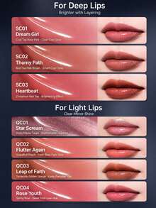 ROCK SWEET Debut Night Series Mirror Lip Gloss, Ringan & Berpigmen, Lapisan Bening Kristal, Hasil Akhir Cermin Kaca Tahan Lama - QC02 Jeruk Bali dan Persik - View 4