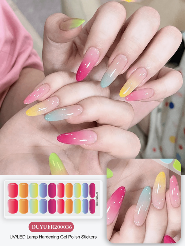 Semi Cured Gel Nail Strips, 20Pcs Long Lasting Salon Quality Wraps, Easy Apply & Remove Gel Nail Stickers With UV Light