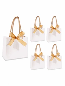 1/5/10pcs/Conjunto Sacolas de Presente de Agradecimento com Alças, Pequenas Sacolas de Papel com Laço de Fita, Adequadas para Lembrancinhas de Festa, Presentes, Natal, Casamento, Aniversário - A - Visão 12