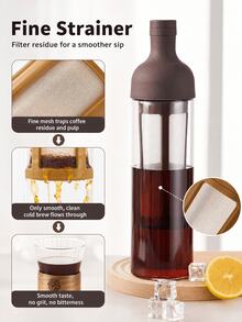1000ml Large Capacity Cold Brew Coffee Pot, High Borosilicate Glass Extraction Pot, Multi-Functional Cold Brew Pot For Home Use, Suitable For Coffee And Fruit Tea - 0.5L-1L - View 4