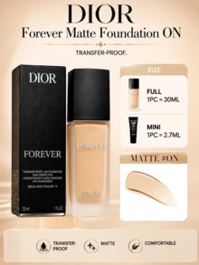 Dior Forever Foundation (Matte Finish) #ON, ukuran penuh 30ml, sampel 2.7ml. Hasil akhir matte yang lembut, mengontrol minyak, alami dan sempurna, tahan lama, mengunci warna, tekstur ringan, menghaluskan tekstur kulit. - MATTE#ON - View 2