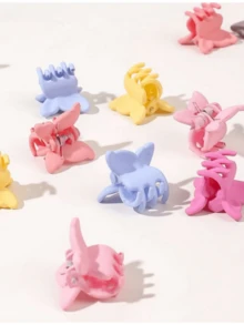 50 piezas de mini pinzas para el cabello con forma de mariposa de colores aleatorios - Multicolor - Ver 2