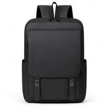 Mochila Multifuncional para Notebook Resistente à Água Grande Capacidade Compartimento Acolchoado Bolsos Laterais Alças Ajustáveis Costas Respiráveis Faixa para Mala Trabalho Estudo Viagens - Preto - Visão 3