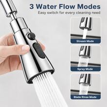 OCTAVO (1 Piece) High-Quality Three-Way Adjustable Splash-Proof Kitchen Faucet: Sturdy Structure, Easy To Operate, Perfect For Precise Watering And Cleaning! Home Bathroom Decoration, Autumn Decoration, Back-To-School Season - Silver - View 2