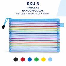 1/5pcs Rainbow Mesh Zipper Storage Bag Set, Multi-Size Document & Pencil Organizer Pouch For School, Office And Travel - Sets - View 7