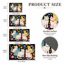 1pc Cat Pattern Printed Diatom Mud Kitchen Drain Mat, Absorbent Dish Drying Mat, Coffee Machine Mat, Dishwashing Mat, Sink Mat, Kitchen Countertop Protector, Suitable For Cups, Plates, Tableware And Kitchen Decor - Multicolor - View 10