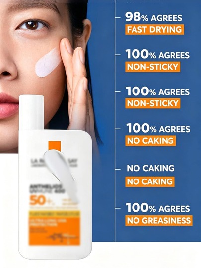 Anthelios Light Fluid Face Sunscreen SPF 60, Lightweight Face Sunscreen, Liquid Texture, Broad Spectrum Protection,