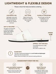 MICCOM Fashionable Women's Flat Square Toe Open Toe Slippers, New Spring/Summer Versatile Sandals - Beige - View 3