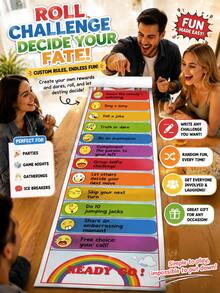 1pc Rainbow Party Reward & Penalty Rolling Game Mat, Fun Challenge Stair Game, Indoor Desktop Rolling Reward Board Game, Suitable For Family And Team, Outdoor Activities, Graduation Ceremony, Birthday Party, Halloween, Christmas Gift - Multicolor - View 6