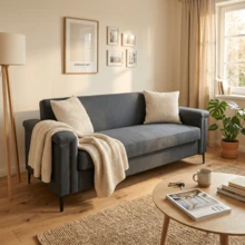 Sofa Grey Made Of Wood For Living Room - Dark Grey 2 Seat - View 5