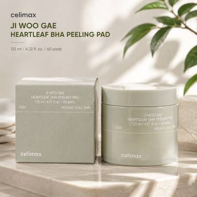 Celimax Ji Woo Gae Heartleaf BHA Peeling Pad 60 Pads, Korean Skincare Exfoliating Toner Pads With BHA & Heartleaf Extract, Pore Care Facial Pads For Smooth Clear Skin