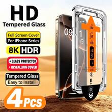 CASECOPS 4片裝超高清鋼化玻璃螢幕保護貼，含安裝套件與自動對位安裝盤，適用 18 Pro Max/18 Pro/18-X 全系列，9H 硬度鋼化玻璃，相容動態島，提供頂級絲滑高靈敏觸控體驗，超高透明度與透光率，確保快速 Face ID 辨識 - 4pcs - 查看 40