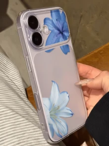 1件 透明藍色百合花個性化極簡防摔軟 TPU 手機殼 全包覆防污保護殼 適用於 Apple 17 16 15 14 13 12 11 Pro Max Air - 彩色 - 查看 3