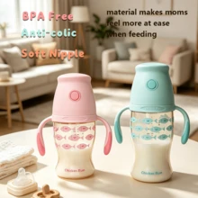 1件 160ml/260ml PPSU材質嬰兒奶瓶，附易握手柄、矽膠奶嘴，防漏易吸吮，適合6個月及以上嬰兒 - 彩色 - 查看 1