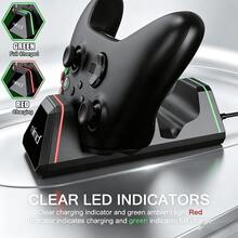 2.5H Fast Charge Dual Dock For One/S/X/Elite Controllers, 2 Rechargeable Batteries + 2 Covers Included, Red/Green LED Indicator, Green Ambient Light, Type-C, ABS, Black, Perfect For Gamers Who Hate Battery Swaps & Cable Clutter - View 6